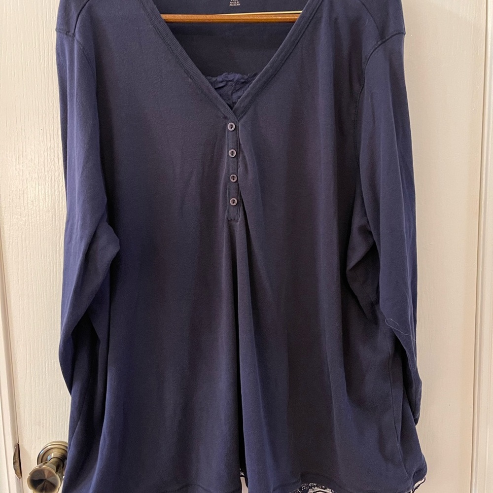 Woman Within Deep Blue Long Sleeve Tee